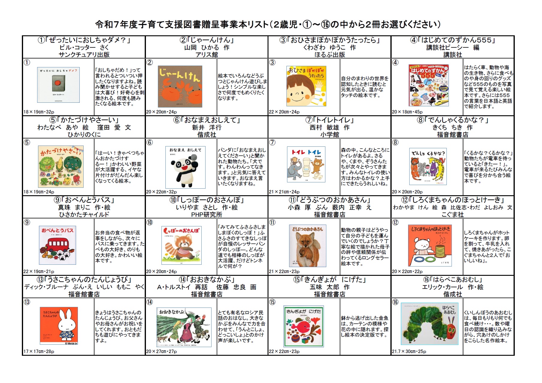 2歳児向け図書