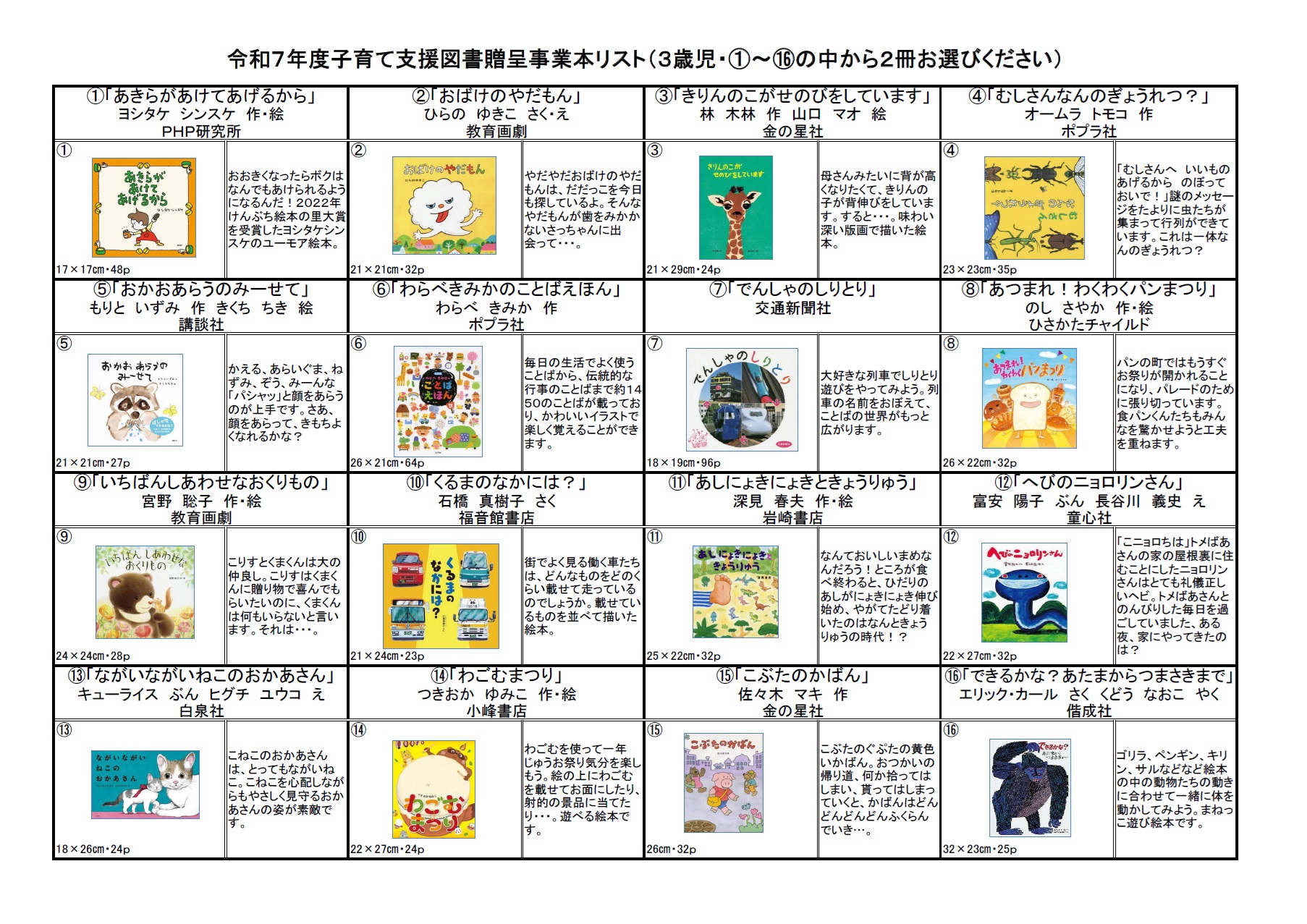 3歳児向け図書