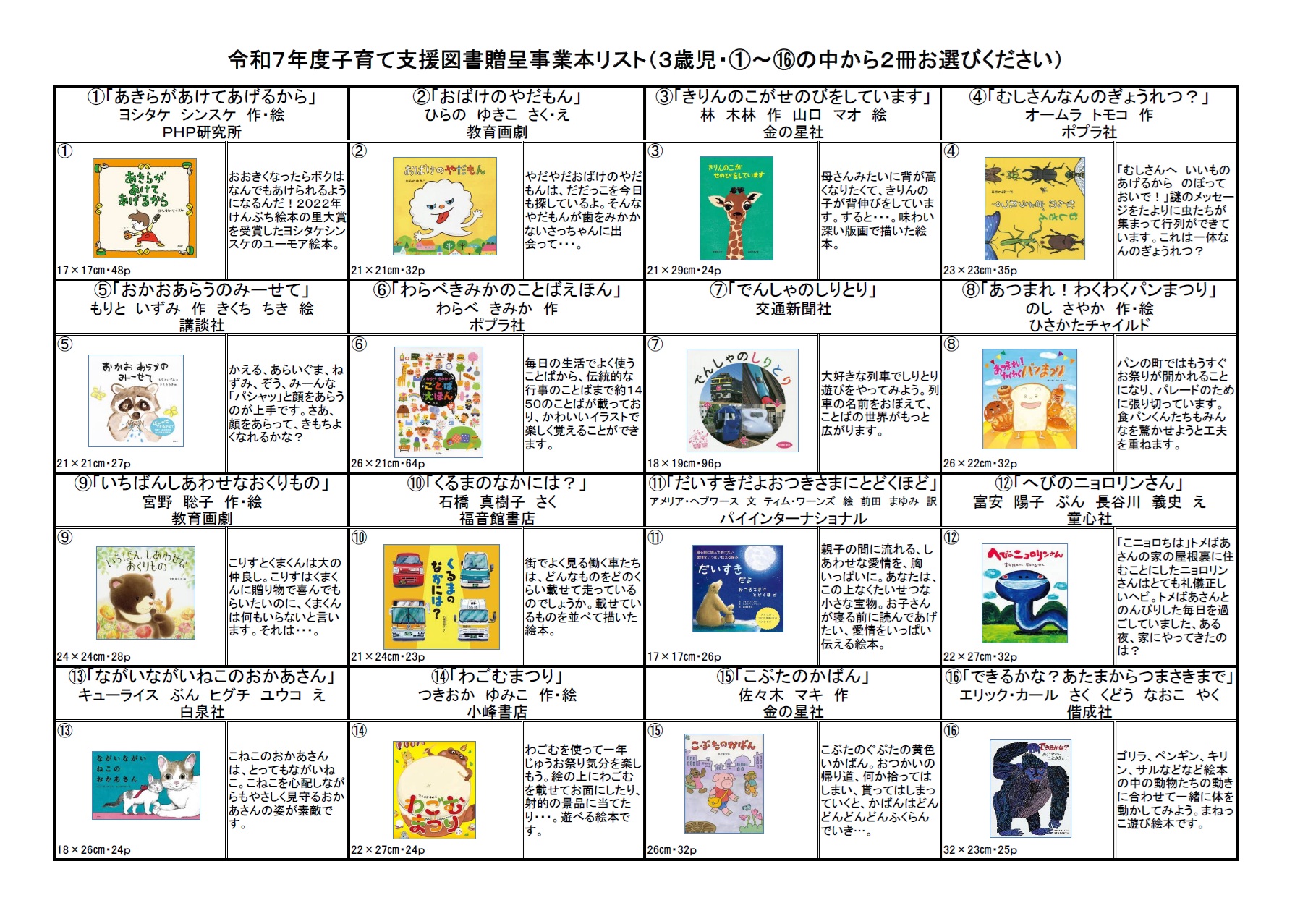 3歳児向け図書
