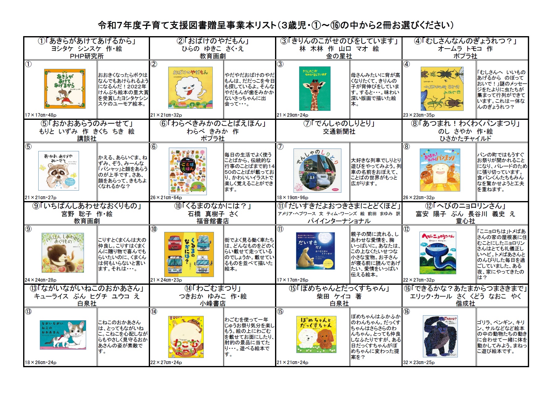 3歳児向け図書