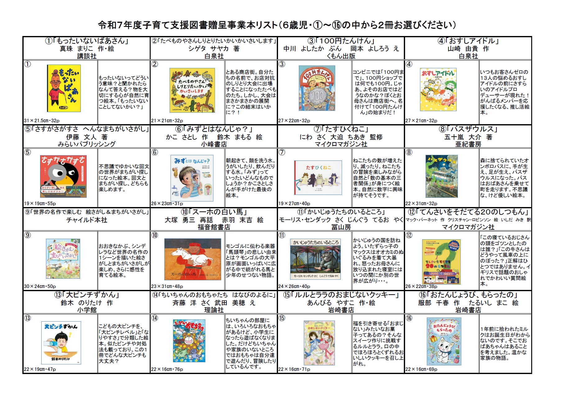 6歳児向け図書